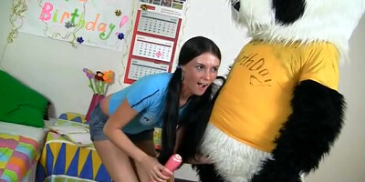 Began to play with a big dick toy panda