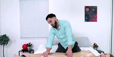 Peter Green rubs Baby Karma with oil and fucks her