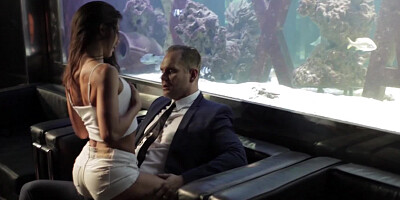 A bitch with pointy nipples is fucked really hard in her snatch