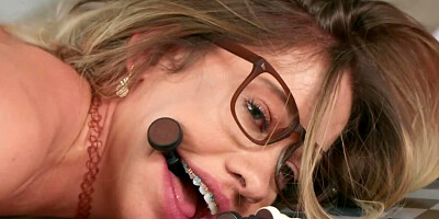 Chess fan with glasses shows bestie's friend how slutty she is