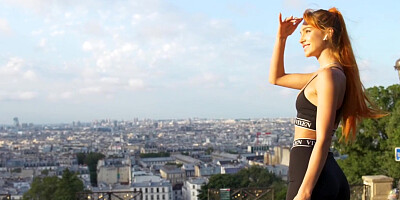 Redhead girl Little Dragon is spanked and fucked on Paris rooftop