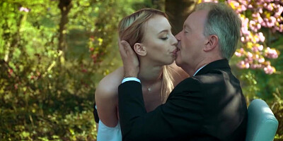 Young Blonde Moaning Fucking an old Man she Swallows his Cumshot