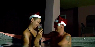 Step Father Fuck Girl Teen in the Pool after a Christmas Party