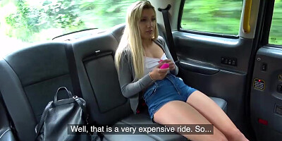 Fake Taxi Hot blonde Sophia Grace sex toy turns on in cab
