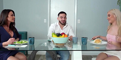 Milf & Daughter tagged team on fucking Step-Son (Nina Dolci, Peter Green, Jazmin Luv)