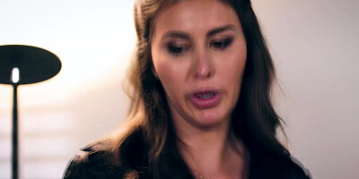 Perverted dad has his stepdaughter on her knees giving him a blowjob