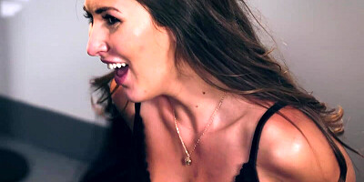 Perverted dad has his stepdaughter on her knees giving him a blowjob