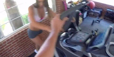 Bubble butt Jill Kassidy sucks a cock and gets fucked in the gym