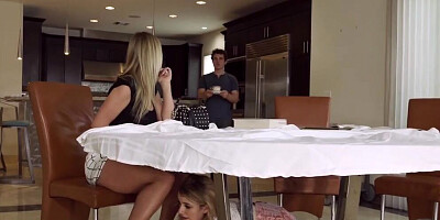 Hottest Stepmom Rachael Cavalli catches Slut under Table
