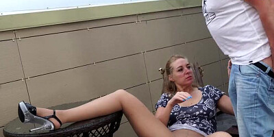 Fucking A Mature Wife Out On The Balcony In Her Pantyhose