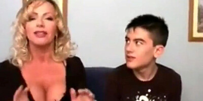 Busty blonde mom enjoys fucking with her lucky and gifted stepson