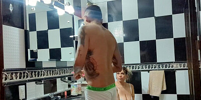 I fuck hard in the bathroom with my husband after he cleans my ass