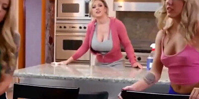 Busty cougar is engaged in lesbian cunny licking with a hot teen girl