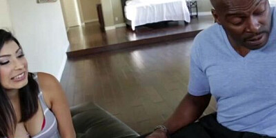 White MILF was feeling randy so she invited this big black gentleman from the hood