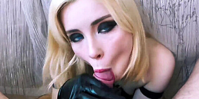 Babe in Mask Handjob and Deep Blowjob Cock - Cum in Mouth