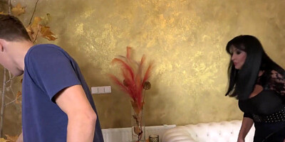 MATURE4K. Charmer gives muff to stepson for hot bonking in the kitchen