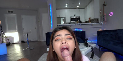 Skinny likes brazen manners of man who shoves penis in mouth