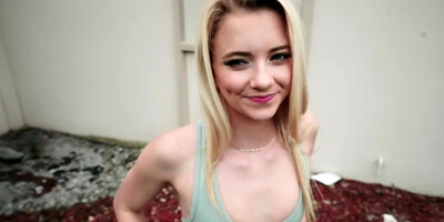 Shy blonde agrees to blow a stranger for some cash