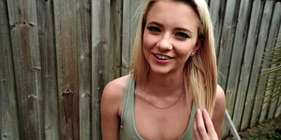 Shy blonde agrees to blow a stranger for some cash