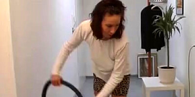 Wife Stops Cleaning To Fuck And Guzzle Cum Twice