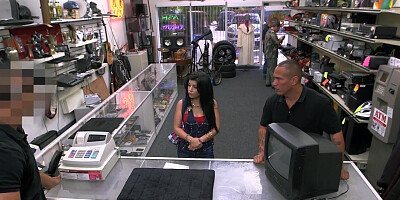 Thick brunette is fucked by the pawn shop owner in POV