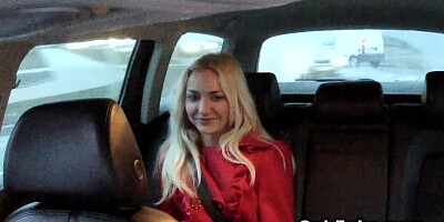 Shaved pussy Euro blonde in fake taxi