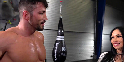 Busty blonde and her stepdaughter are fucking with a horny guy