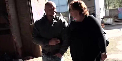 Fat mature woman is fingered and fucked on the street