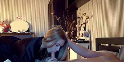 Sexy blonde plays and sucks cock in the morning-DozzaZanoza