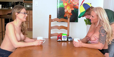 Step Mom Ophelia Kaan & Step Aunt Alexis Malone Pleasure Spoiled Boy In The Kitchen - FreeUse Milf