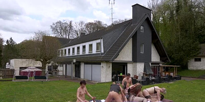 Swinging hardcore outdoor sex orgy with horny cougars and their husbands