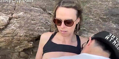 Public double creampie from husband and his friend