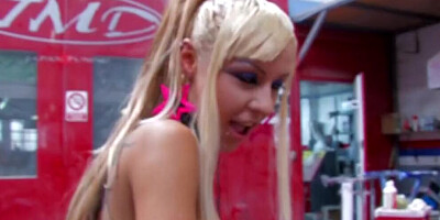 Tattooed German beauty with blonde hair gets her asshole punished