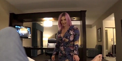 Chubby Lesbian Step-Daughter Learns About Dick
