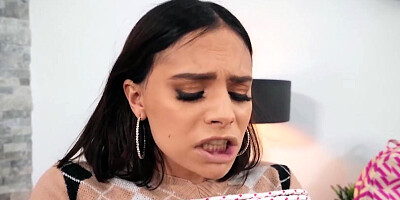 Blonde and brunette are licking one another in the office