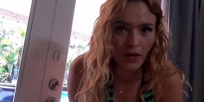 Full-bosomed blonde Krissy Lynn plays with cock in POV scene