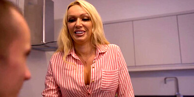 Lustful busty MILF is hungry for the stepson's cock and sexual intercourse