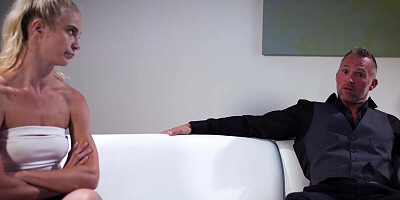 Perverted daddy will take the anal virginity of his teen blonde stepdaughter