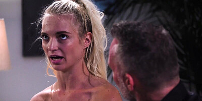 Perverted daddy will take the anal virginity of his teen blonde stepdaughter