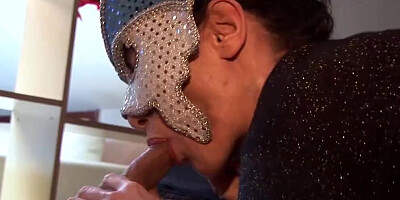 Masked Asian chick gets her hole filled with a pecker