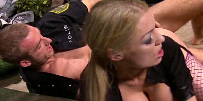 Horny blond cop gets her hands on a delicious dong