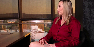 MOLF secretary Lilly James bends over desk to be fucked from behind