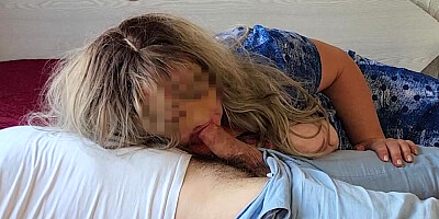 Big bbw sucks stepson's cock and he fucks her in anal