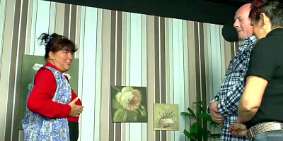 Two amateur mature are sharing neighbor's pecker in a 3some