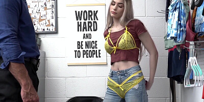 Blonde shoplifter was ordered to take off her burka and blow the mall cop