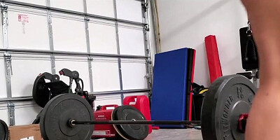 Busty MILF shakes big tits and cock-teases in the gym