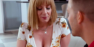 Sara Jay gets Codey Steele's cock between tits before shagging