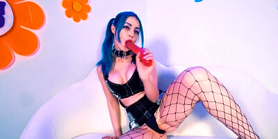Blue hair bitch is going to go all the way in a hot porn vid