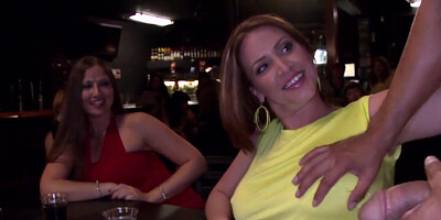 CFNM movie showing a guy with a perfect penis and hot sluts