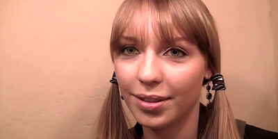 Pig tailed honey gets rammed in the bathroom by two horny men